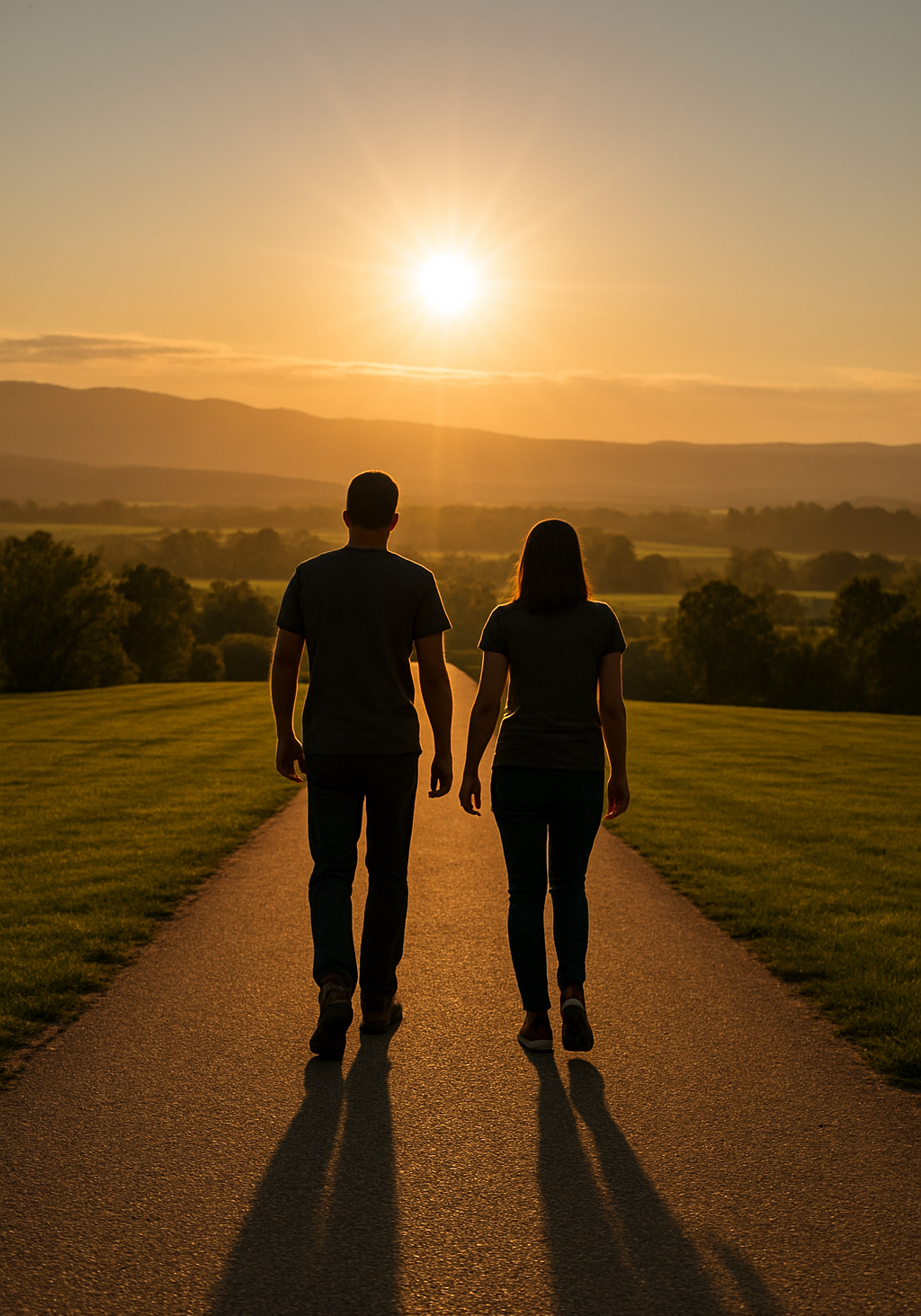 Weg Sonnenuntergang 2 Personen